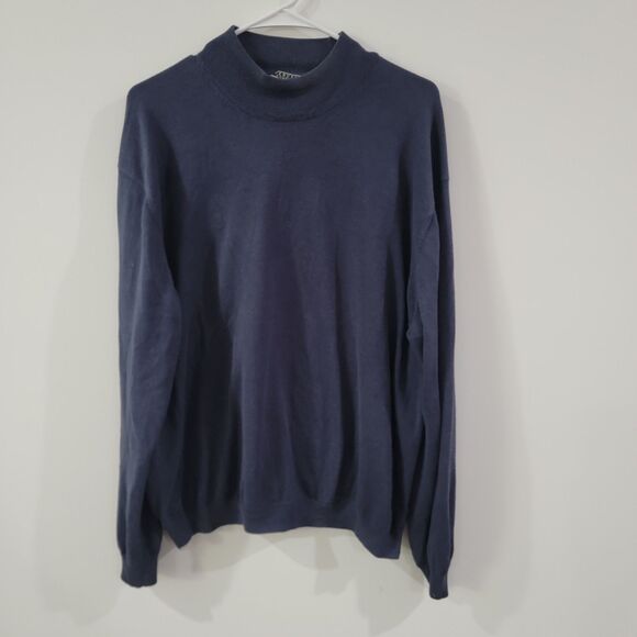 Peruvian Connection Mens Mock Neck Sweater Size Large Blue - Picture 1 of 7